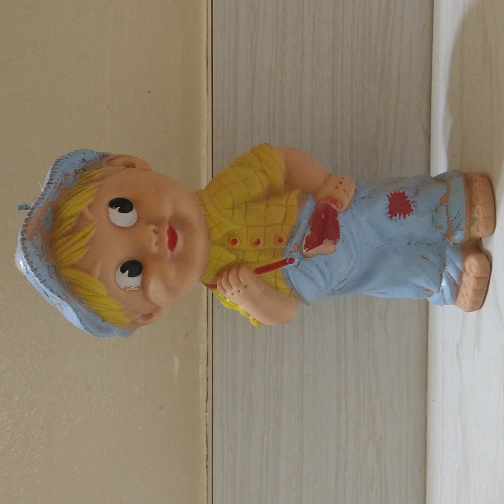 Vintage 1950's Squeaky Toy "Spunky" Little Boy Doll